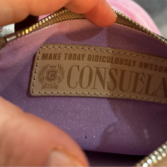 Consuela leather handstitched wristlet with card wallet